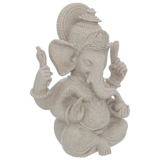 Estátua ganesha bege em resina