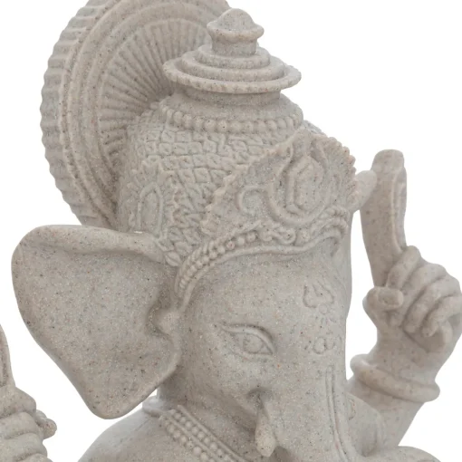 Estátua ganesha bege em resina