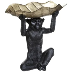 Estátua macaco preto com FOLHA 35cm