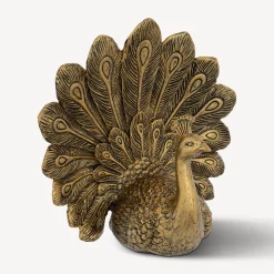 Estátua pavão WILD ROMANCE dourada 27cm