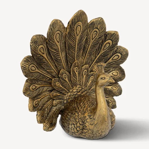 Estátua pavão WILD ROMANCE dourada 27cm