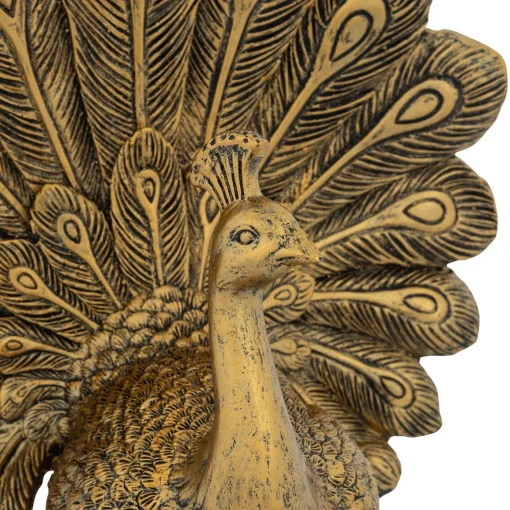Estátua pavão WILD ROMANCE dourada 27cm