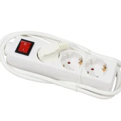 Extensão eléctrica branca com 3 tomadas com interruptor
