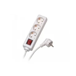 Extensão eléctrica branca com 3 tomadas com interruptor