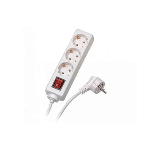 Extensão eléctrica branca com 3 tomadas com interruptor