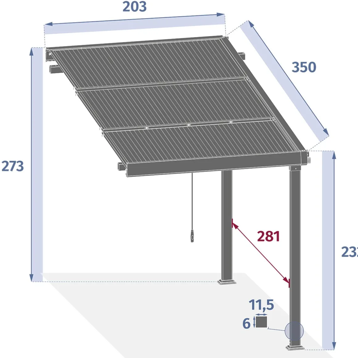 Extensão para pérgola ENOLIE graphite em alumínio 2m