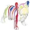 Figura cão branco com riscas coloridas