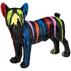 Figura cão preto com riscas coloridas