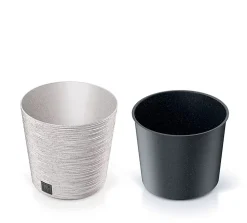 Floreira FURU eco wood branca 25cm