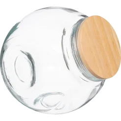 Frasco de vidro com tampa madeira 2l