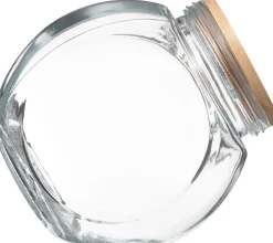 Frasco de vidro com tampa madeira 2l