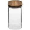 Frasco de vidro com tampa em madeira acácia 1,3l