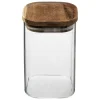 Frasco de vidro com tampa em madeira acácia 1l