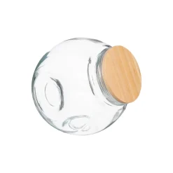 Frasco de vidro com tampa madeira 0,65l