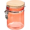 Frasco De Vidro Rosa Com Tampa Em Bambu 75cl