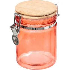 Frasco De Vidro Rosa Com Tampa Em Bambu 75cl
