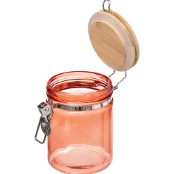 Frasco De Vidro Rosa Com Tampa Em Bambu 75cl