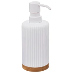 Frasco doseador NATUREO branco com base em bambu