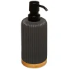 Frasco doseador NATUREO preto com base em bambu