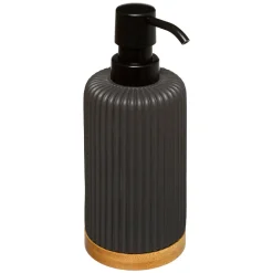 Frasco doseador NATUREO preto com base em bambu