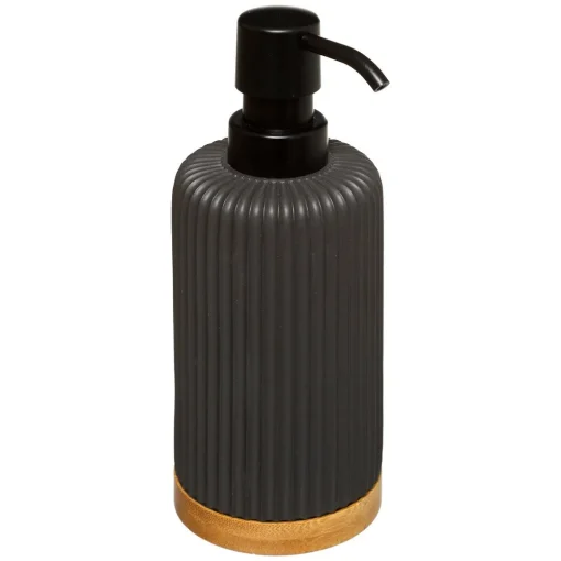 Frasco doseador NATUREO preto com base em bambu