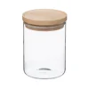 Frasco em vidro hermética com tampa de madeira 0,6l