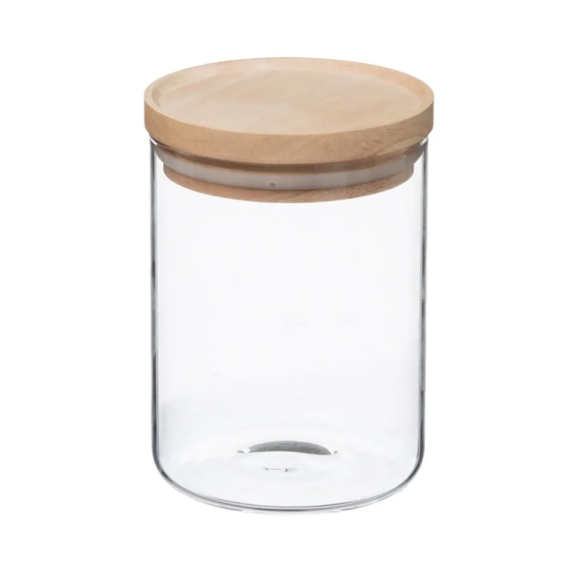 Frasco em vidro hermética com tampa de madeira 0,6l