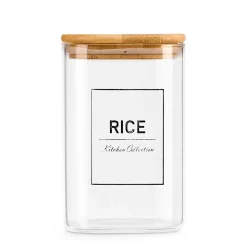 Frasco Para Arroz Com Tampa Em Bambu 1,2l