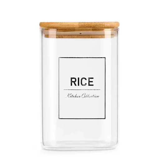 Frasco Para Arroz Com Tampa Em Bambu 1,2l