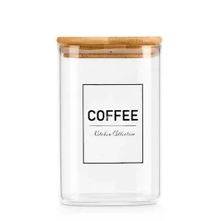 Frasco Para Café Com Tampa Em Bambu 1,2l