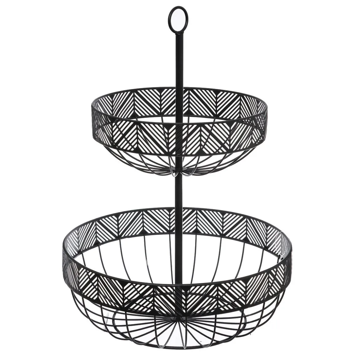 Fruteira em metal preta 2 níveis