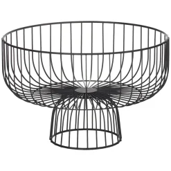 Fruteira em metal preta com pé 28cm