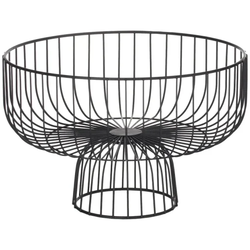 Fruteira em metal preta com pé 28cm