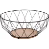 Fruteira losango em metal preto e mdf