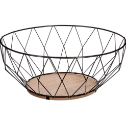 Fruteira losango em metal preto e mdf