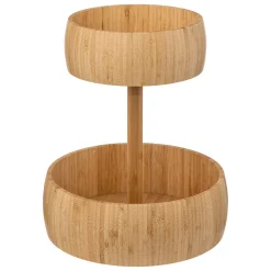 Fruteira redonda em bambu com 2 níveis