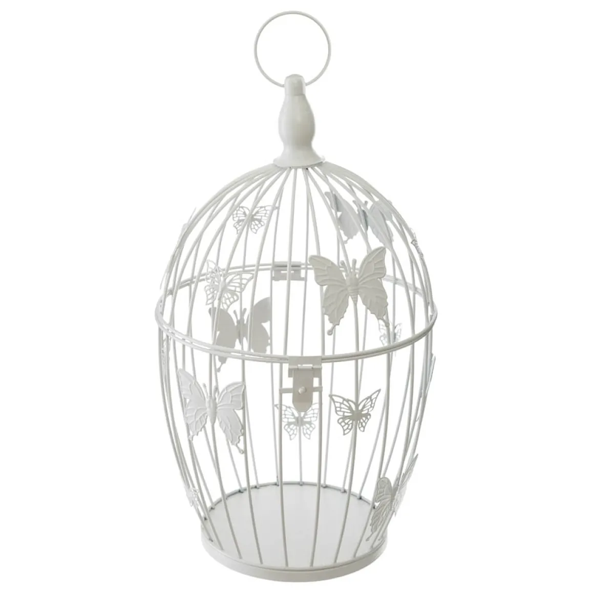 Gaiola branca em metal 39,5x24cm