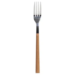 Garfo de sobremesa em inox com cabo castanho