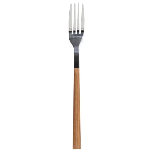 Garfo de sobremesa em inox com cabo castanho