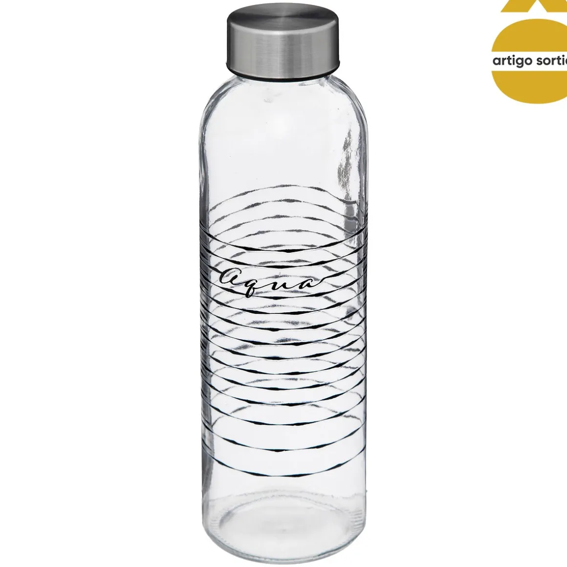 Garrafa de água decorada em vidro 50cl