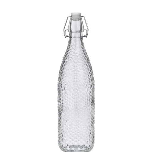 Garrafa de vidro riscas verticais 1l