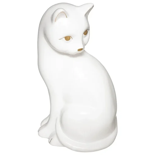 Gato decorativo mya branco em cerâmica