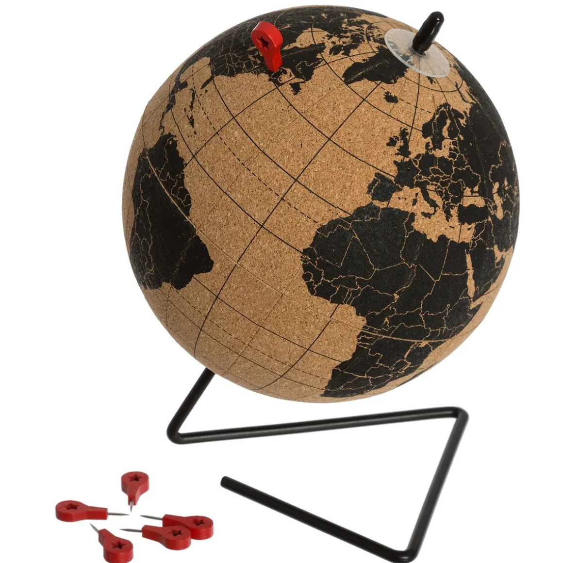 Globo em cortiça 20x15cm com suporte de metal