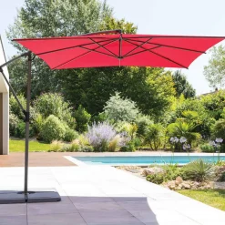Guarda-sol descentrado MANOA vermelho 2,42x2,50m