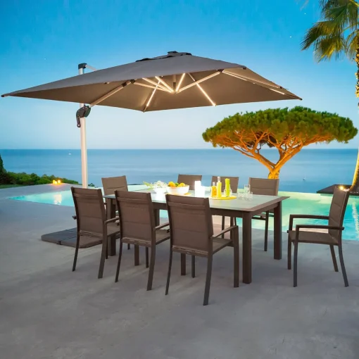 Guarda-sol EQUADOR cinza ardósia com led 3x3m