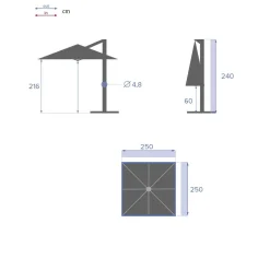Guarda-sol MANOA descentrado taupe 2,5x2,5m
