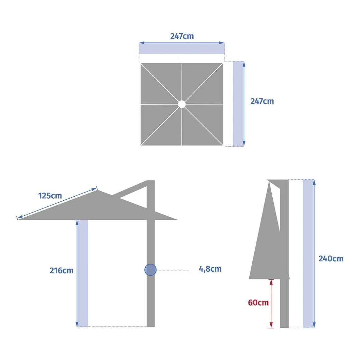 Guarda-sol MANOA descentrado cru 2,5m