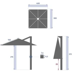 Guarda-sol MELHIA cor linho 4x3m