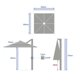 Guarda-sol MELHIA cor linho 4x3m