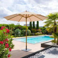 Guarda-sol redondo TINAEI taupe 2,60x3m